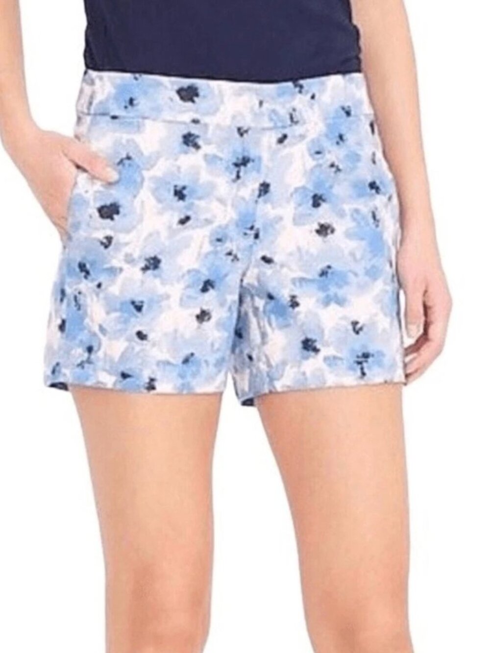 J. Crew Women's‎ Cotton Shorts Size 14 Blue Poppies Floral Preppy Beach Resort